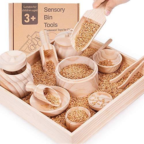 沸騰ブラドン Montessori Box Wooden with Tools Bin Sensory Toys Toys Sensory Toddlers for その他おもちゃ