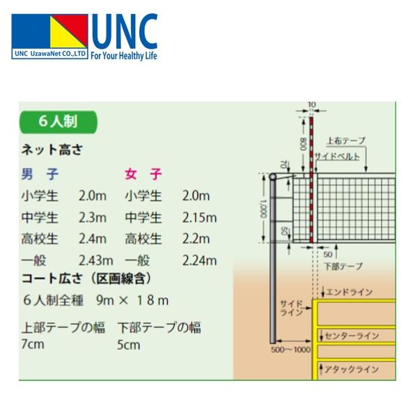 送料無料）（個人宅配送不可）鵜沢ネット 一般バレーボールネット6人制