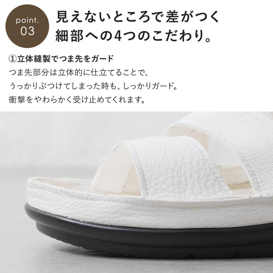サンダル レディース ストラップ ローヒール ぺたんこ フラット 本革