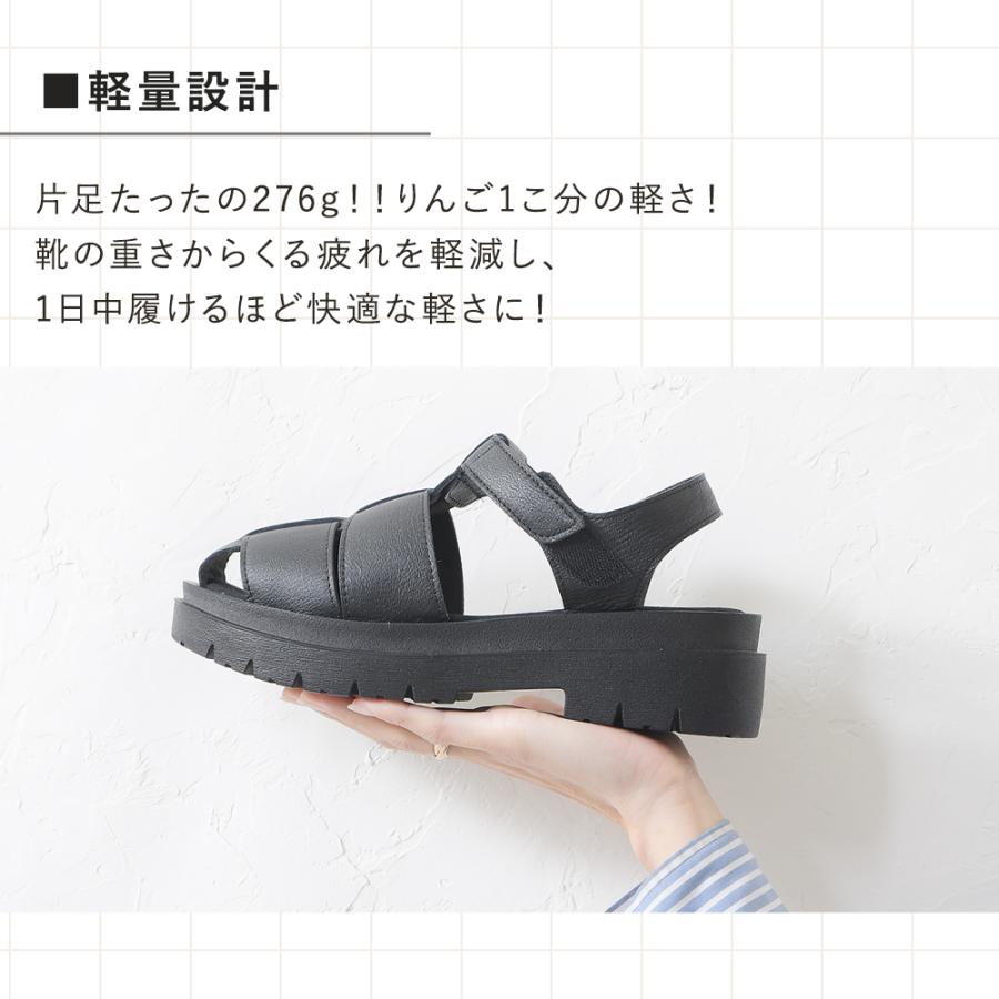 サンダル グルカサンダル レディース 厚底 ストラップ 本革 鹿革