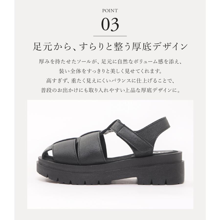 サンダル グルカサンダル レディース 厚底 ストラップ 本革 鹿革