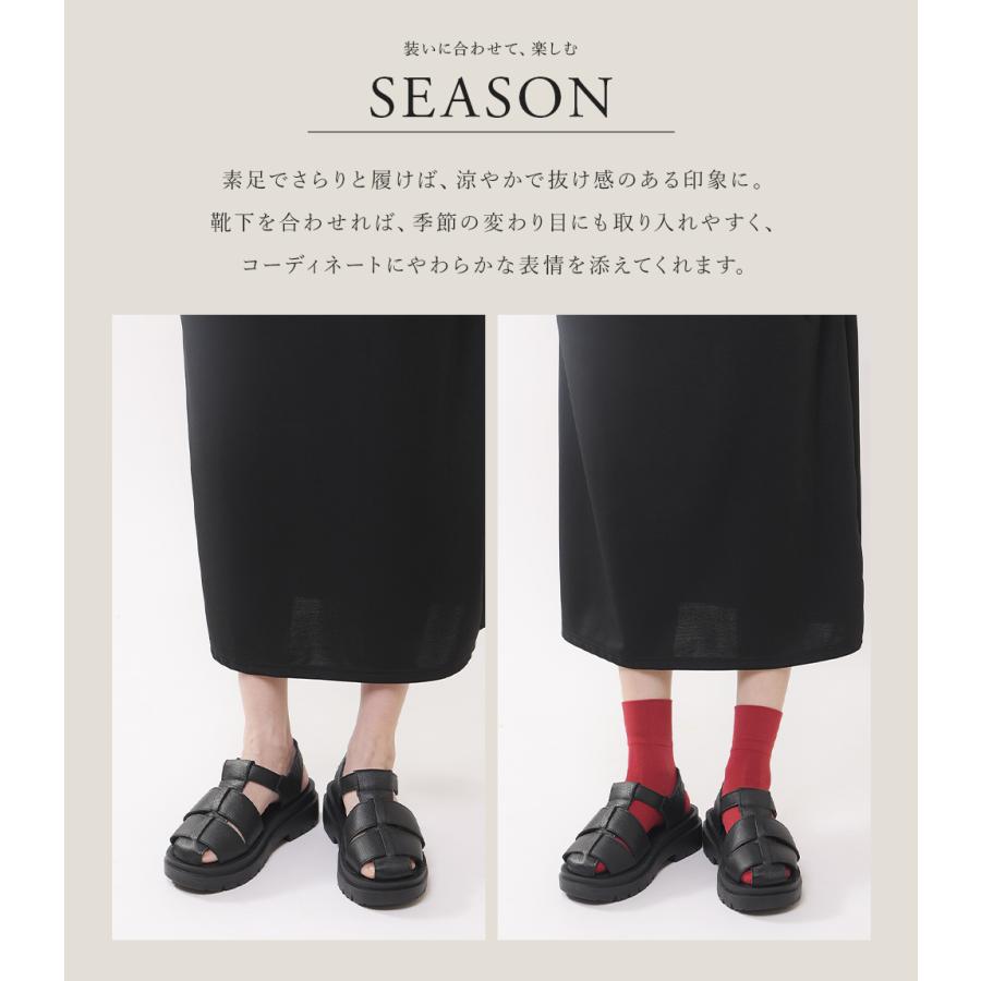 サンダル グルカサンダル レディース 厚底 ストラップ 本革 鹿革