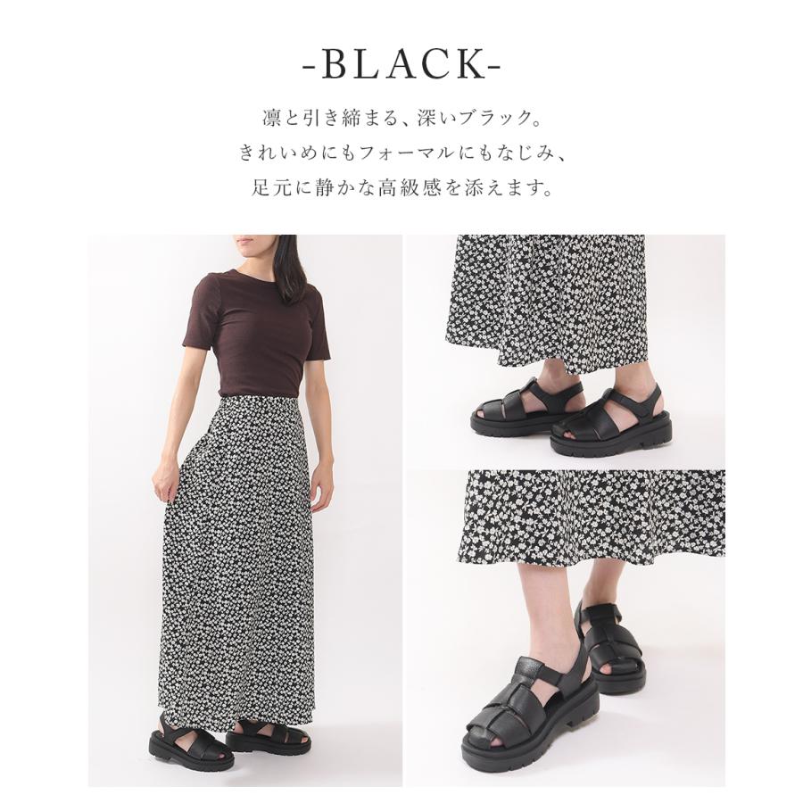 サンダル グルカサンダル レディース 厚底 ストラップ 本革 鹿革