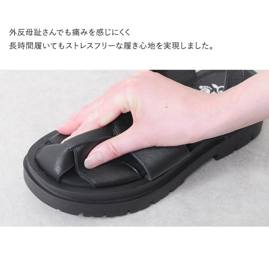 サンダル グルカサンダル レディース 厚底 ストラップ 本革 鹿革