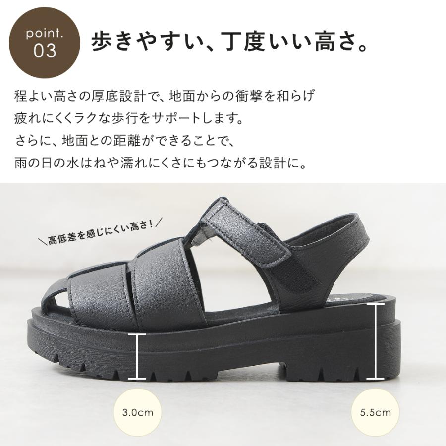 サンダル グルカサンダル レディース 厚底 ストラップ 本革 鹿革