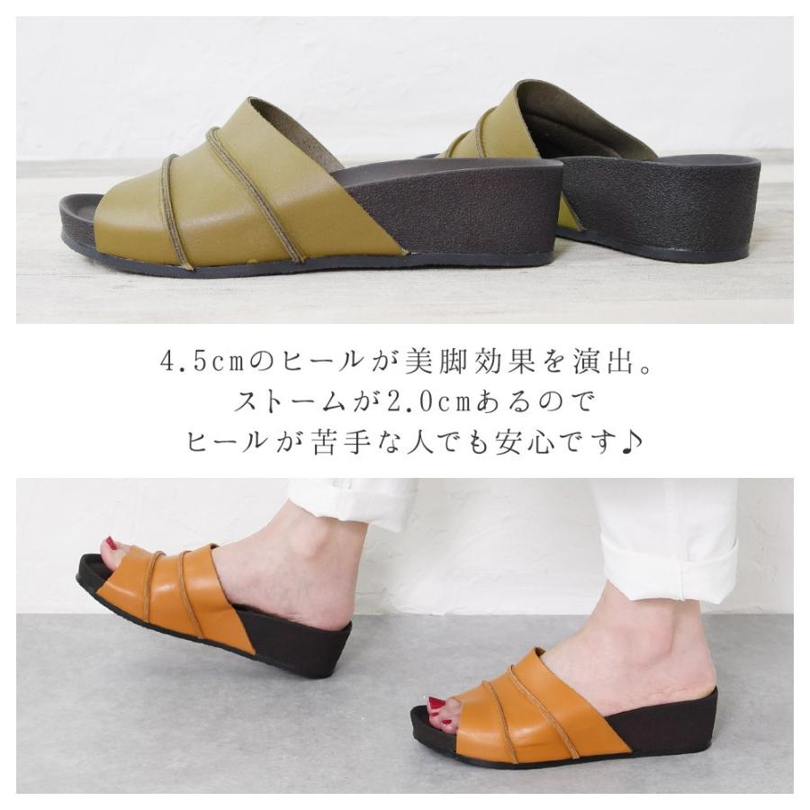 サンダル レディース 本革 履きやすい 歩きやすい 厚底 ヒール つっ