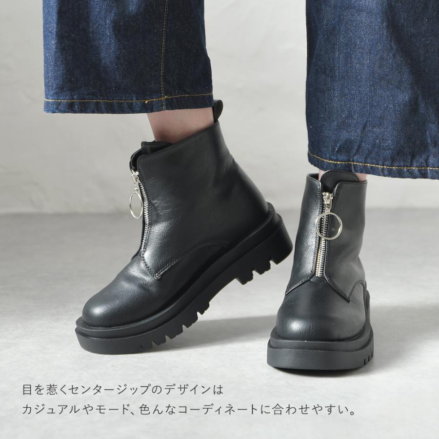 ブーツ レディース ショート 厚底 センタージップ 歩きやすい ブーツ レディース ショート 厚底 センタージップ 歩きやすい