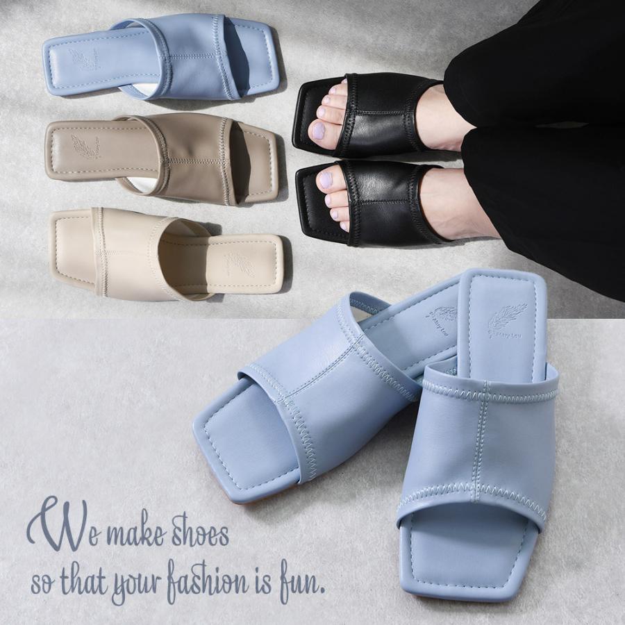 ミュール サンダル レディース つっかけ ローヒール ぺたんこ かかと