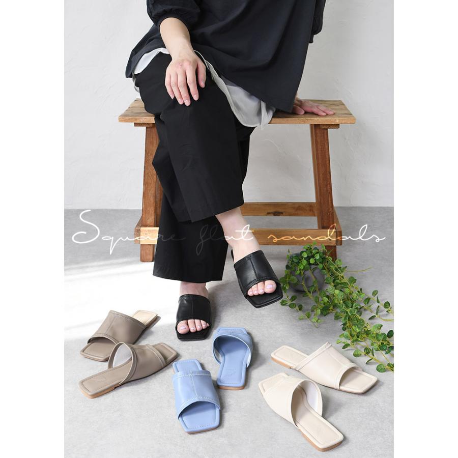 ミュール サンダル レディース つっかけ ローヒール ぺたんこ かかと