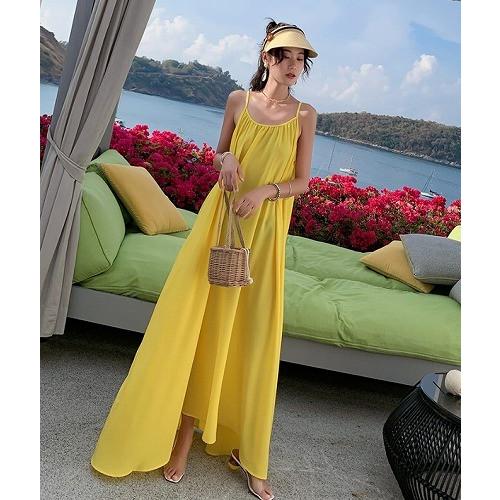 リゾート ワンピース 黄色 ハワイ グアム デート服 10代 20代 30代 40  