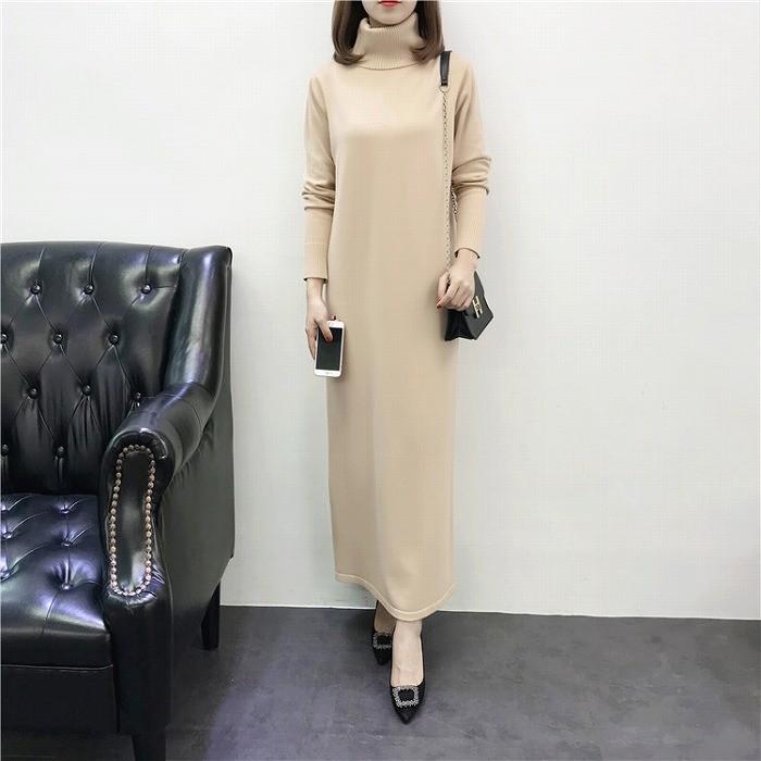 ニット ワンピース レディース ロング 秋 冬 タートルネック ミモレ丈 無地 通勤服 通学服 お呼ばれ 食事会 デート服 10代 代 30代 40代 50代 Iij Kilalion キラリオン 通販 Yahoo ショッピング