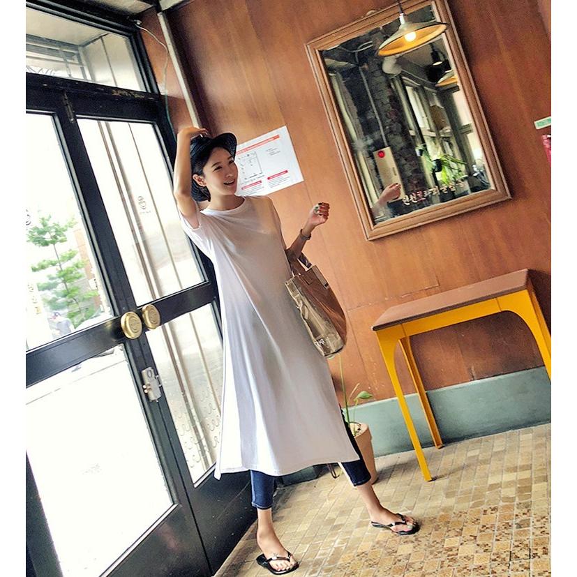 ワンピース レディース ロング モード系 Tシャツ カットソー サイドスリット 半袖 ディープスリット 10代 代 30代 40代 50代 Iw Kilalion キラリオン 通販 Yahoo ショッピング