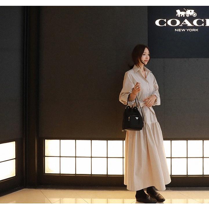 ワンピース レディース ロング モード系 ロング シャツワンピース ストライプ リボン シャツワンピ 長袖 10代 代 30代 40代 50代 Iw Kilalion キラリオン 通販 Yahoo ショッピング