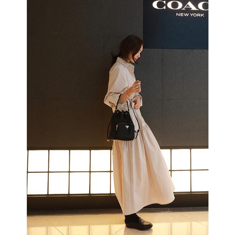 ワンピース レディース ロング モード系 ロング シャツワンピース ストライプ リボン シャツワンピ 長袖 10代 代 30代 40代 50代 Iw Kilalion キラリオン 通販 Yahoo ショッピング