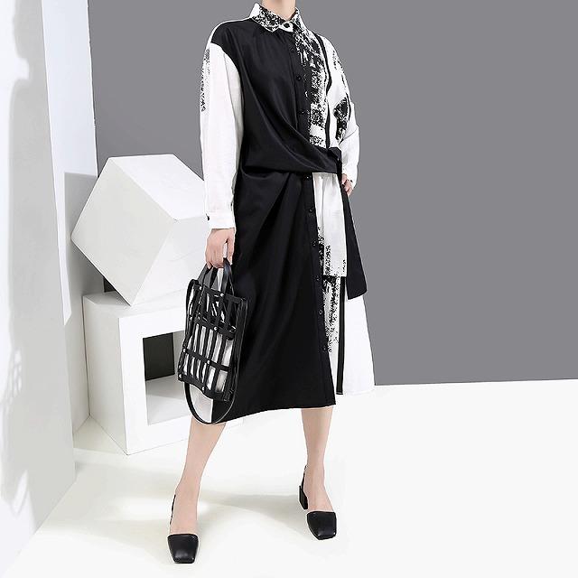 個性的ワンピース モード系ファッション 長袖 不規則 ミモレ丈 イベント オフ会 コスプレ ステージ衣装 10代 代 30代 40代 50代 Nr Kilalion キラリオン 通販 Yahoo ショッピング