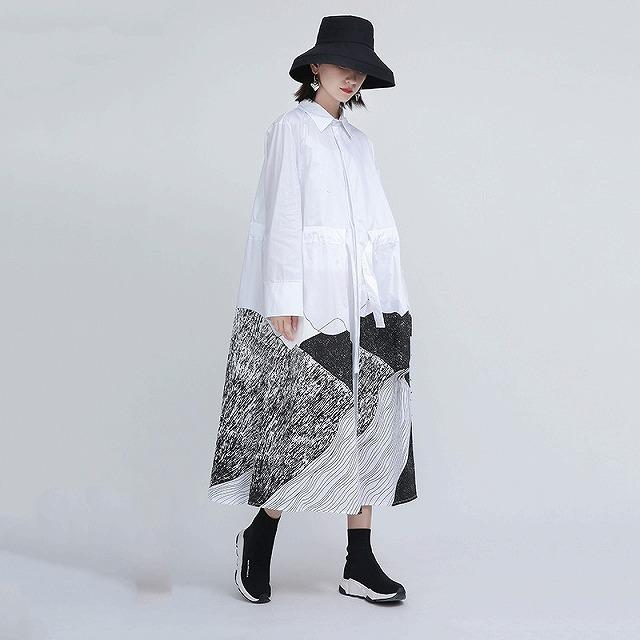 個性的ワンピース モード系ファッション 長袖 不規則 ミモレ丈 イベント オフ会 コスプレ ステージ衣装 10代 代 30代 40代 50代 Nr Kilalion キラリオン 通販 Yahoo ショッピング