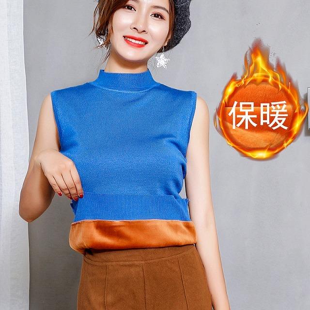 ファッション ポイントキャンペーン中 裏起毛トップス レディース 冬 韓国 春 秋 冬 ノースリーブトップス ハイネック 高校生 大学生 通勤服 通学服 デート服 10代 代 30代 40代 50代 Decdxip8nh Www Boulevardrestaurants Com