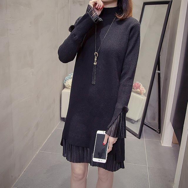 ワンピース レディース プリーツ ひざ丈 ハイネック 長袖 高校生 大学生 通勤服 通学服 デート服 10代 代 30代 40代 50代 Nr Kilalion キラリオン 通販 Yahoo ショッピング