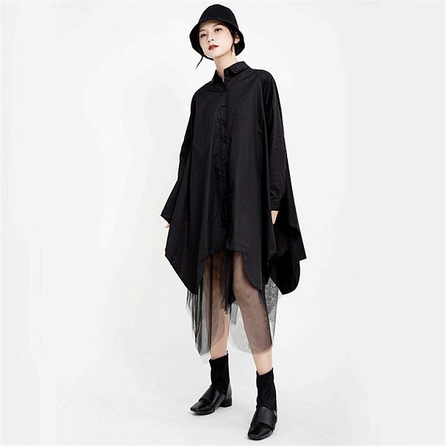 個性的 シャツワンピース モード系ファッション 白 黒 チュール 長袖 イベント オフ会 コスプレ ステージ衣装 10代 代 30代 40代 50代 Nr0440 Kilalion キラリオン 通販 Yahoo ショッピング