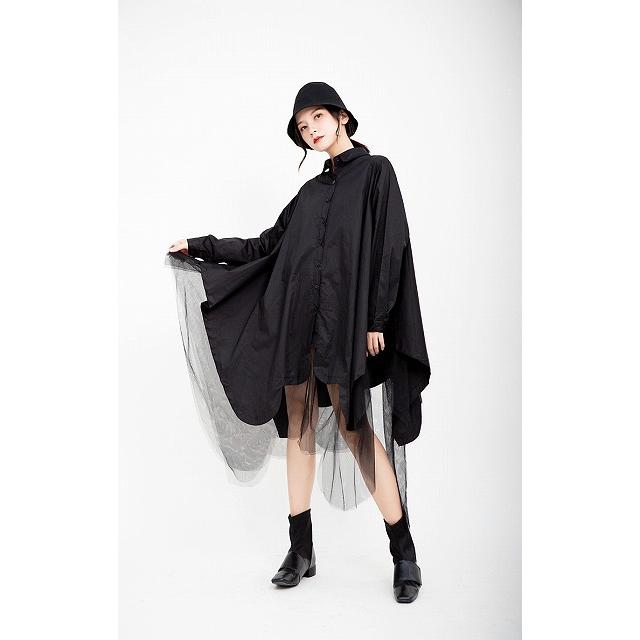 個性的 シャツワンピース モード系ファッション 白 黒 チュール 長袖 イベント オフ会 コスプレ ステージ衣装 10代 代 30代 40代 50代 Nr0440 Kilalion キラリオン 通販 Yahoo ショッピング