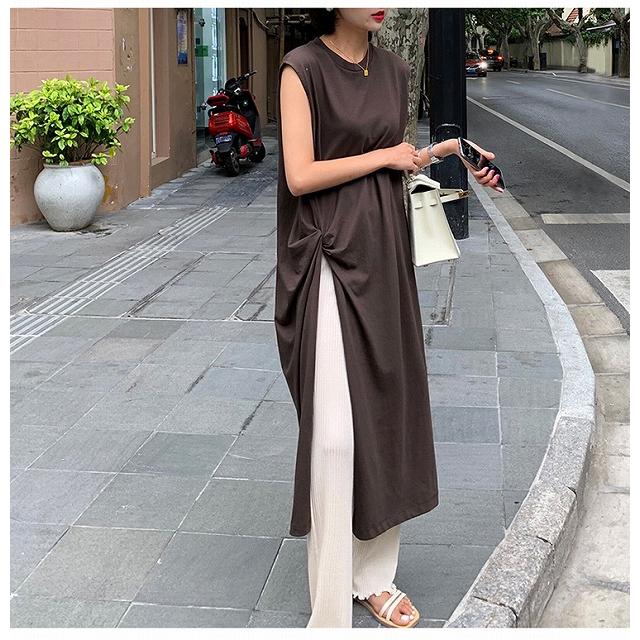 ワンピース レディース ロング モード系 Tシャツ カットソー サイドスリット 半袖 ディープスリット 10代 代 30代 40代 50代 Nr0691 Kilalion キラリオン 通販 Yahoo ショッピング