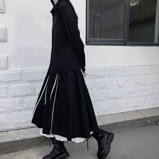 個性的トップス 長袖 10代 代 30代 40代 50代 イベント オフ会 コスプレ スカート ステージ衣装 ミモレ丈 モード系ファッション 不規則 原宿系 信頼 スカート