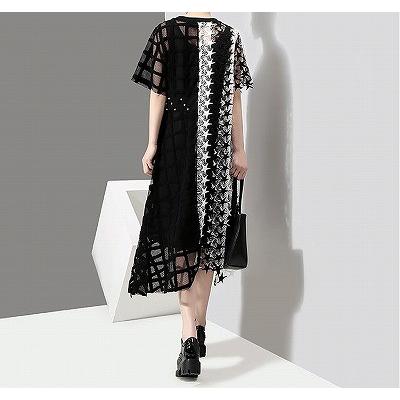 個性的 ワンピース レディース モード系 ひざ丈 ロング 星柄 半袖 マキシ丈 シースルー オフ会 イベント 10代 代 30代 40代 50代 Nrb1 Kilalion キラリオン 通販 Yahoo ショッピング