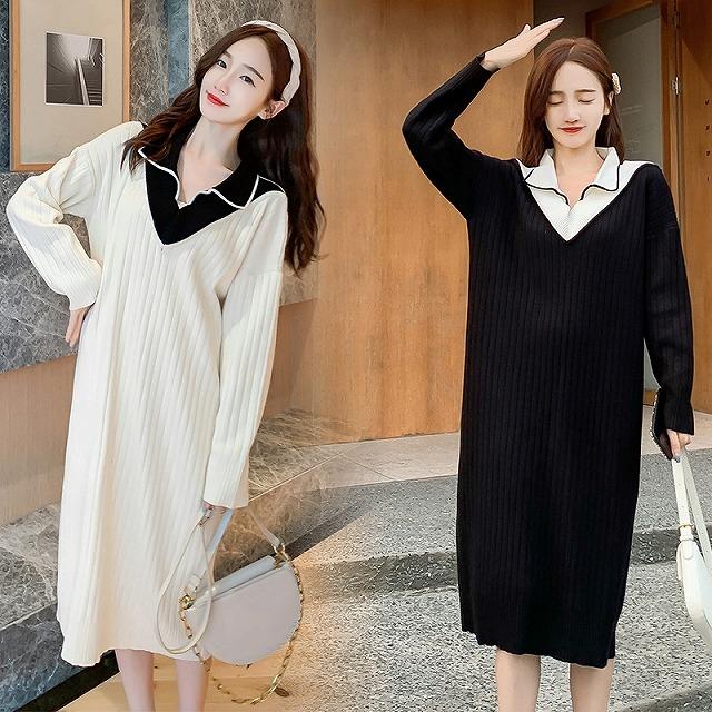マタニティ ワンピース 秋冬 Vネック ミモレ丈 長袖 お出かけ 産前 産後 部屋着 お出かけ 買い物 10代 代 30代 40代 50代 Tk Kilalion キラリオン 通販 Yahoo ショッピング