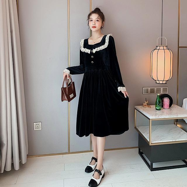 マタニティ ワンピース 秋冬 スクエアネック ミモレ丈 長袖 お出かけ 産前 産後 部屋着 お出かけ 買い物 10代 代 30代 40代 50代 Tk Kilalion キラリオン 通販 Yahoo ショッピング