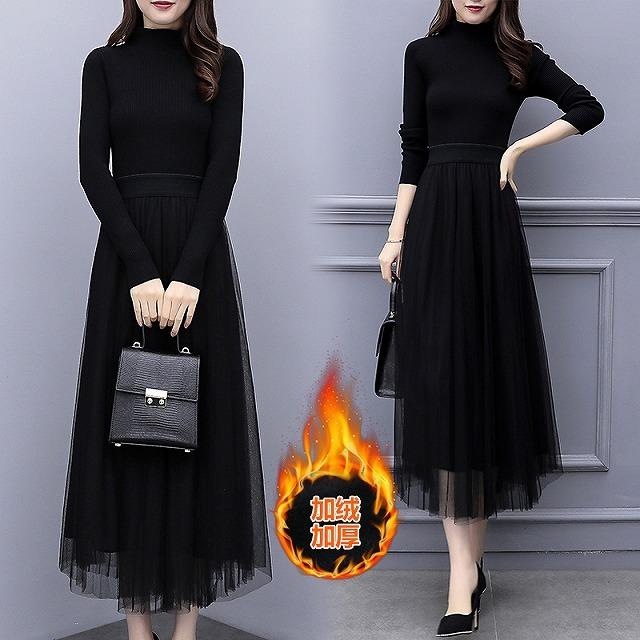 ワンピース 秋冬 きれいめ 黒 長袖 ミモレ丈 レース 通勤服 通学服 お呼ばれ 食事会 デート服 10代 代 30代 40代 50代 Tk Kilalion キラリオン 通販 Yahoo ショッピング