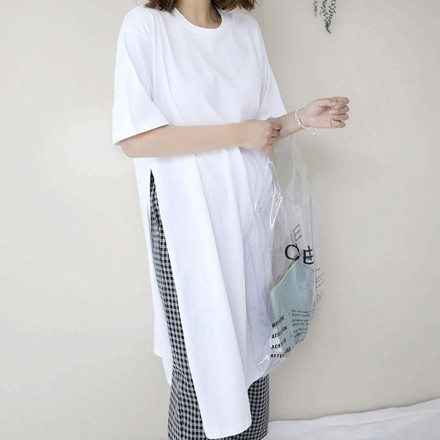 ワンピース レディース ロング モード系 Tシャツ カットソー サイドスリット 半袖 ディープスリット 通勤服 通学服 女子会 10代 代 30代 40代 50代 Tk0215 Kilalion キラリオン 通販 Yahoo ショッピング