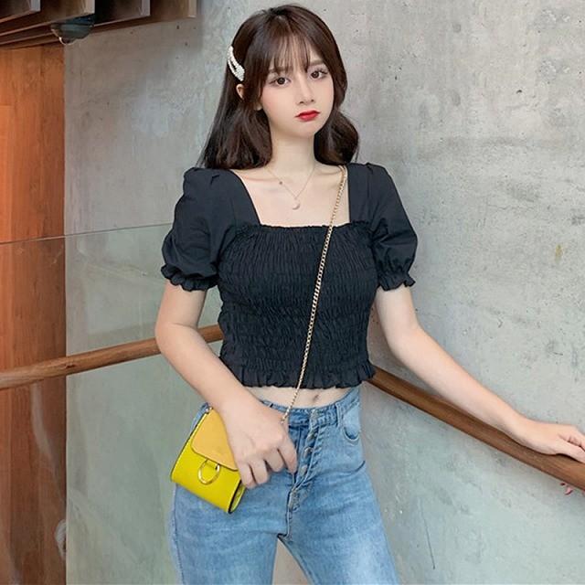 カットソー レディース 半袖 スクエアネック 黒 白 春 夏 丈短め トップス 通勤服 女子会 通学服 デート 10代 代 30代 40代 50代 Ol 大学生 高校生 Tk0355 Kilalion キラリオン 通販 Yahoo ショッピング