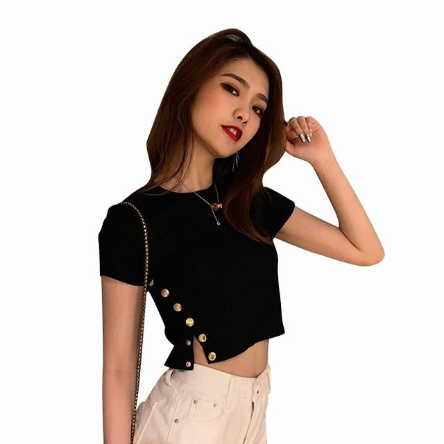 カットソー レディース 半袖 黒 白 春 夏 丈短め トップス 通勤服 女子会 通学服 デート 10代 代 30代 40代 50代 Ol 大学生 高校生 Tk0356 Kilalion キラリオン 通販 Yahoo ショッピング