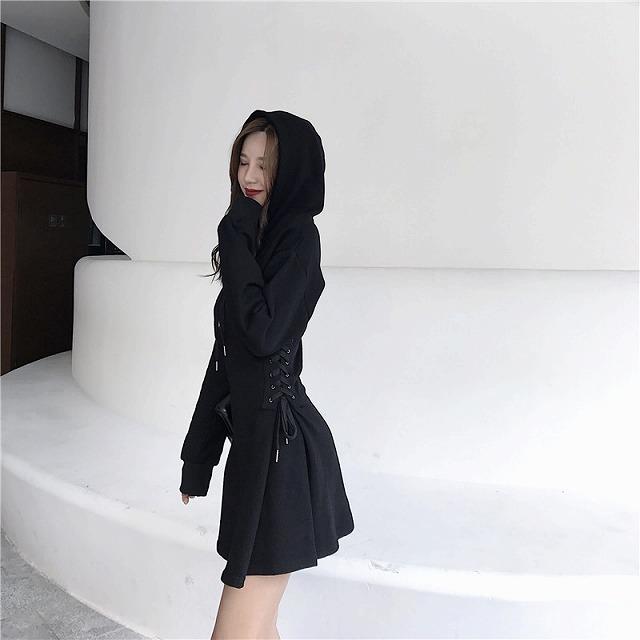 パーカー ワンピース レディース サイド編み 春 秋 冬 黒 ミニ丈 長袖 通勤服 通学服 デート 女子会 ママ会 普段使い 10代 代 30代 40代 50代 Tk0671 Kilalion キラリオン 通販 Yahoo ショッピング