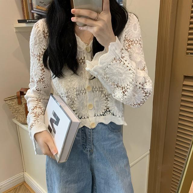 ニット レディース 韓国 カーディガン 春 秋 冬 長袖 丈短め トップス
