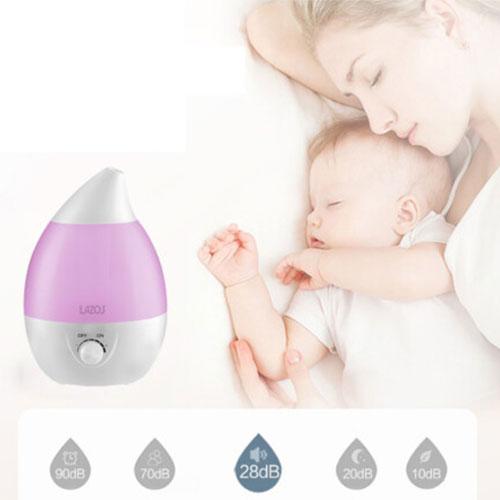 加湿器 超音波 しずく型 大容量 3L 卓上 LEDライト ホワイト L-DTH-WH