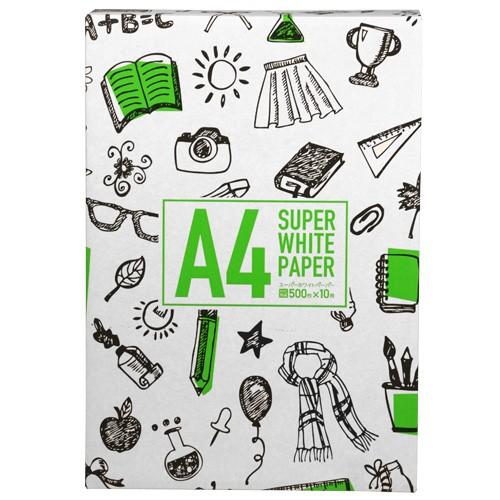 コピー用紙 スーパーホワイトペーパー A4 5000枚 高白色 OA用紙 印刷