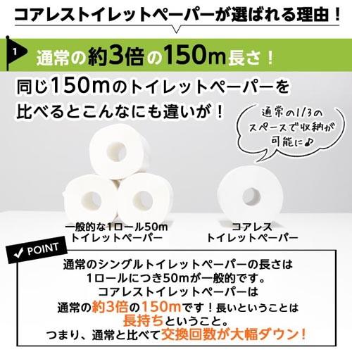 トイレットペーパー シングル 芯なし 業務用 150m 48ロール 6ロール 8