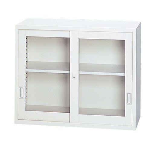 『代引不可』 A4対応スチール書庫 ガラス戸引違い書庫 上置き用 ホワイト ANW-32G『返品不可』『送料無料（一部地域除く）』