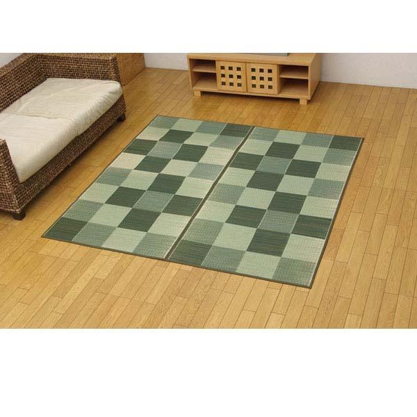 『代引不可』イケヒコ 純国産 い草花ござ 『Fブロック』 江戸間10畳(約435×352cm) グリーン [ ラグ ござ い草 ]