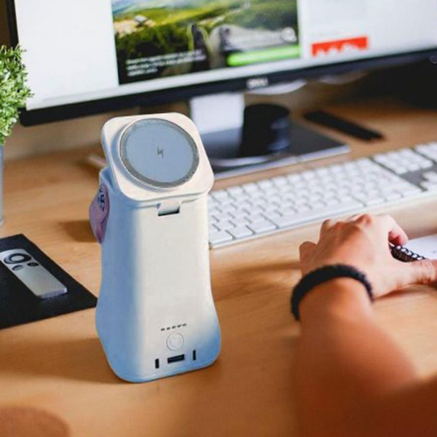 『代引不可』ポータブル電源 ポポフミニ4台セット STPP-80A-CW-4 シーテック 80Wh×4 USB-C Qi2対応 チャージステーション付の画像