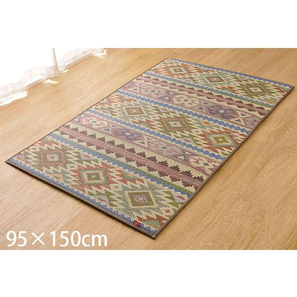 『代引不可』イケヒコ 純国産 い草カーペット SFルークス 約95×150cm カーキ [ 国産 い草 ラグ マット カーペット ]