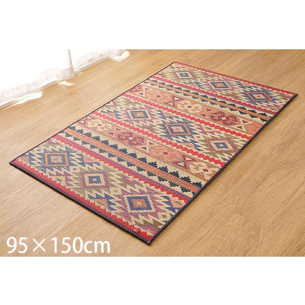 『代引不可』イケヒコ 純国産 い草カーペット SFルークス 約95×150cm ブルー [ 国産 い草 ラグ マット カーペット ]