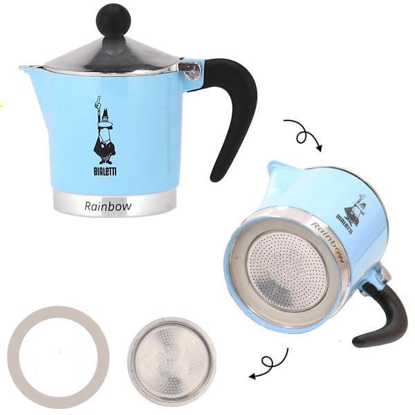 『並行輸入品』Bialetti ビアレッティ エスプレッソマシン レインボー ライトブルー 3カップ用 モカエキスプレス エスプレッソ コーヒー 直火式 | BIALETTI | 04