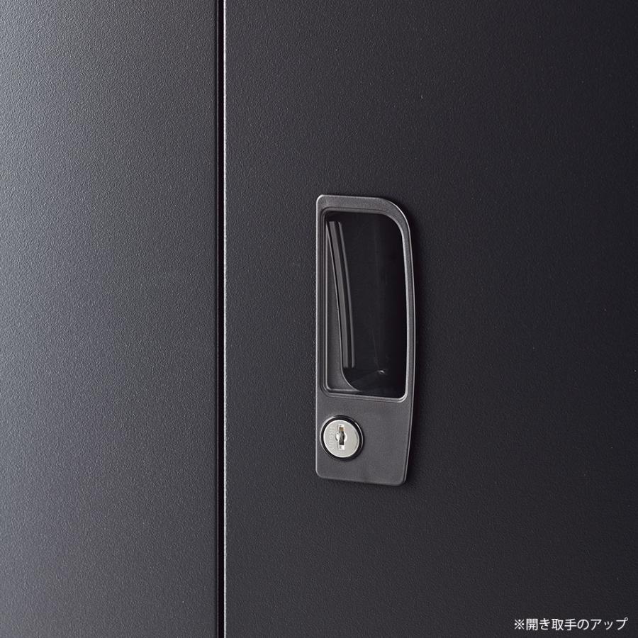 『代引不可』書庫 両開き書庫 H1110mm ブラック ALZK-H34 スチール書庫 A4 黒 上品 おしゃれ 日本製 完成品 生興『送料無料（一部地域除く）』の画像
