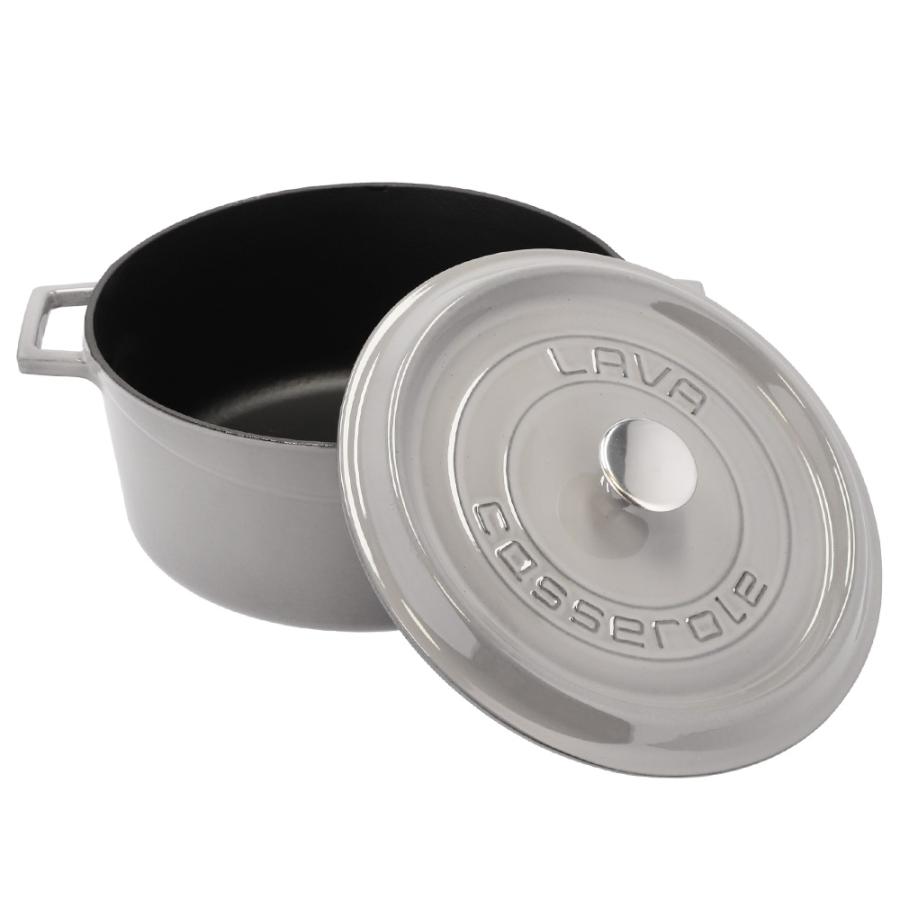 LAVA 鋳鉄ホーロー鍋 ラウンドキャセロール 32cm MAJOLICA GRAY LV0119
