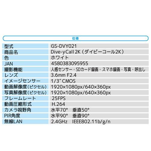 『取寄品』ダイトク 防犯カメラ ダイビーコール2K ホワイト GS-DVY021『送料無料（一部地域除く）』_6