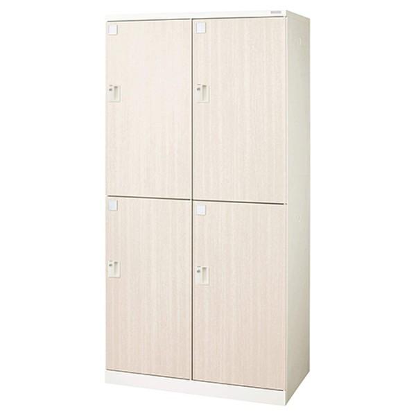 『代引不可』『受注生産品』ライオン事務器 ロッカー ロカーナ 4人用 2列2段 内筒交換錠 W900×D515×H1790mm 木目シート LOC-A22-04EK『返品不可』