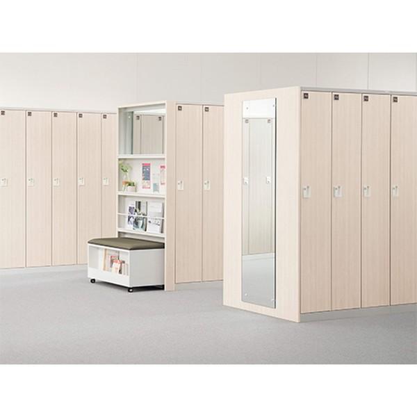 『代引不可』『受注生産品』ライオン事務器 ロッカー ロカーナ 4人用 2列2段 内筒交換錠 W900×D515×H1790mm 木目シート LOC-A22-04EK『返品不可』の画像