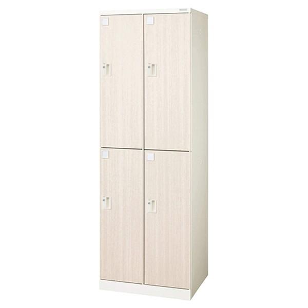 『代引不可』『受注生産品』ライオン事務器 ロッカー ロカーナ 4人用 2列2段 内筒交換錠 W600×D515×H1790mm 木目シート LOC-C22-04EK『返品不可』